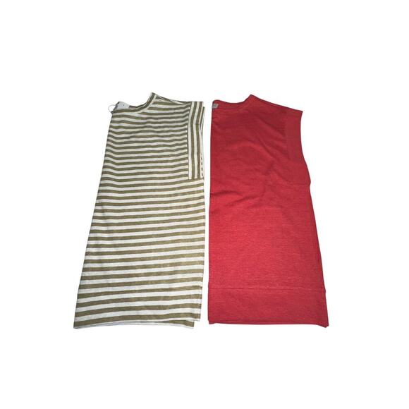 LOFT Lot of 2 pullover tops Pink Tan white Stripe L NWT Casual Boxy lightweight - Picture 1 of 16